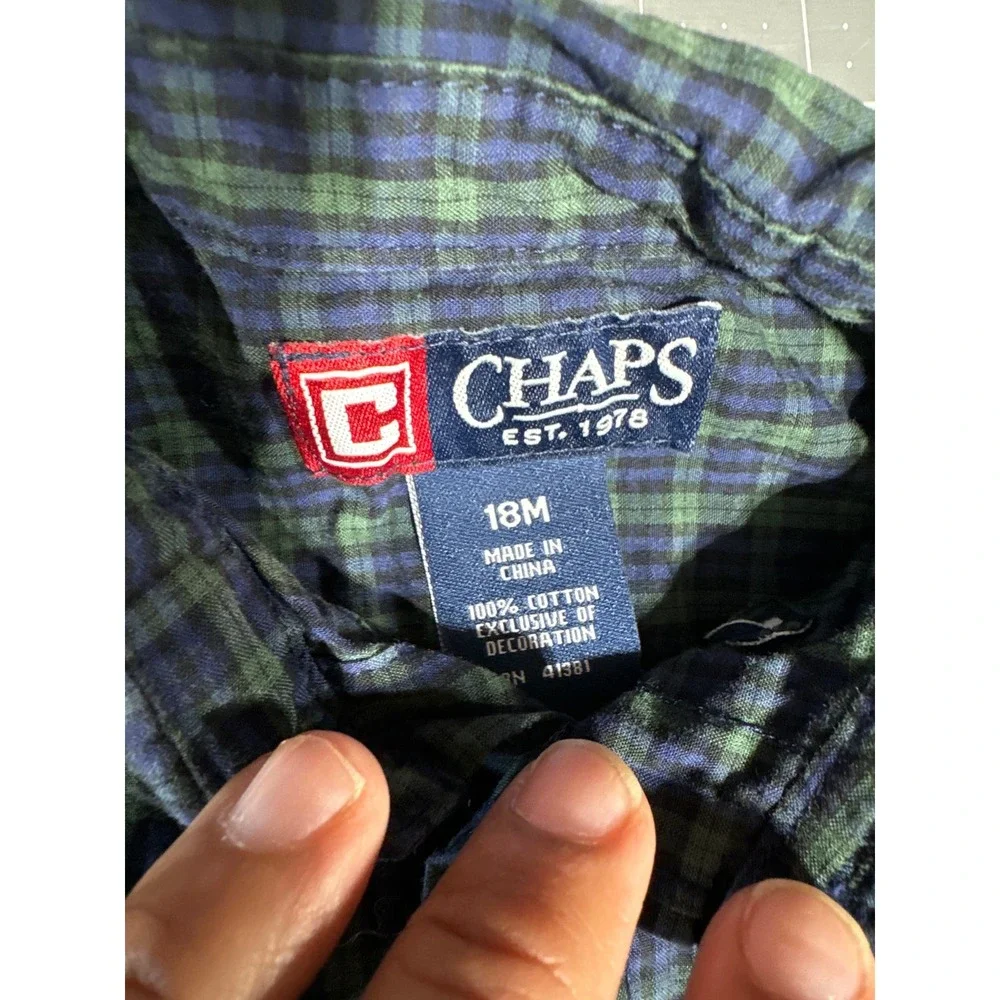 Checked long sleeve button up‎ chaps shirt for baby size 18 months